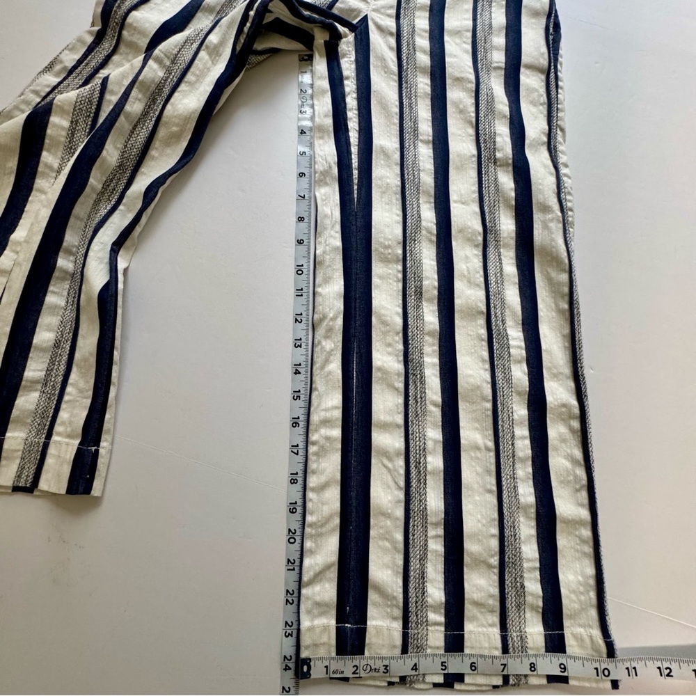 LOFT Outlet Navy White Striped Wide Leg Crop Pants Small - Picture 12 of 15